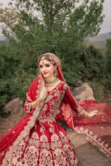 Deep Red Baraat Lehenga - Fashion Ghar