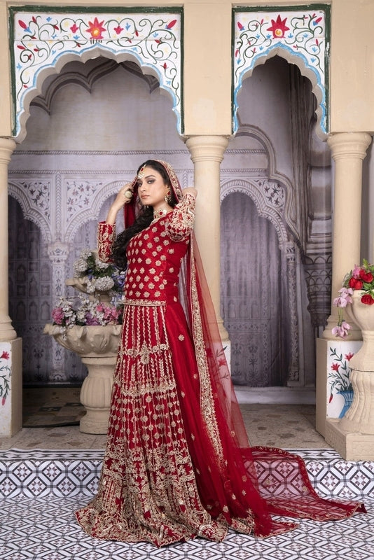 Scarlet Majesty Bridal Lehenga - Fashion Ghar