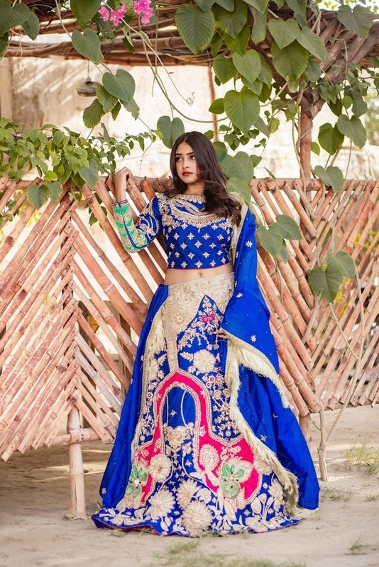 Royal Blue Mehndi Ensemble - Fashion Ghar
