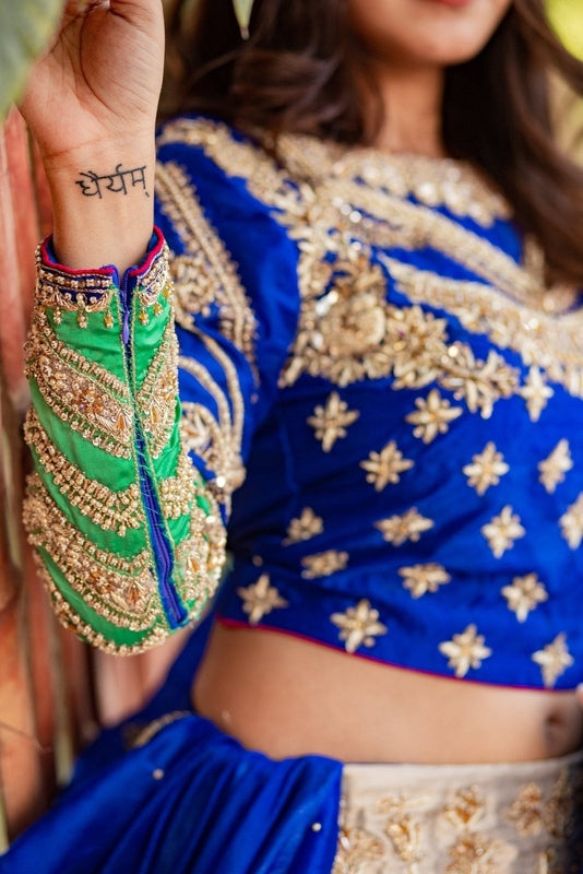 Royal Blue Mehndi Ensemble - Fashion Ghar
