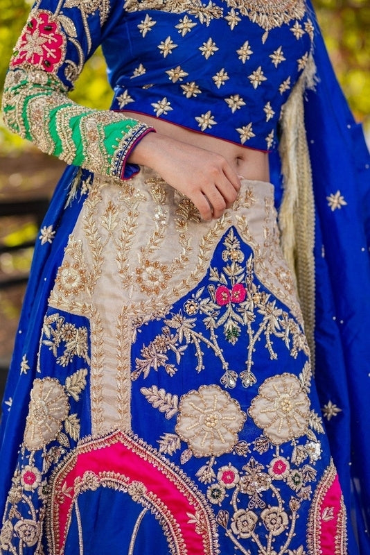 Royal Blue Mehndi Ensemble - Fashion Ghar