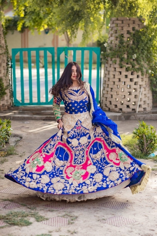Royal Blue Mehndi Ensemble - Fashion Ghar