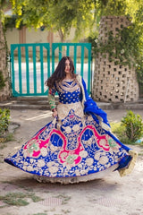 Royal Blue Mehndi Ensemble - Fashion Ghar
