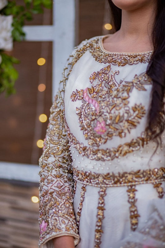 Ivory Blossom Nikkah Dress - Fashion Ghar