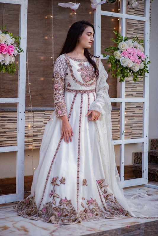 Ivory Blossom Nikkah Dress - Fashion Ghar