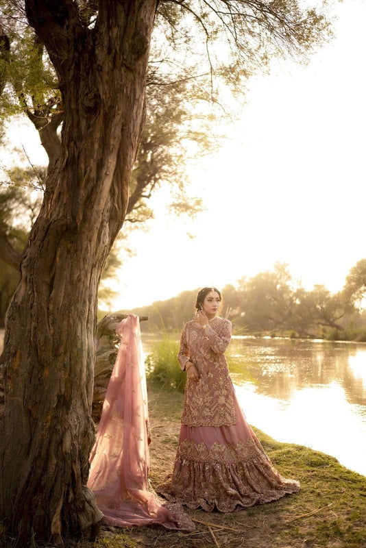 Dusky Rose Nikkah Ensemble - Fashion Ghar
