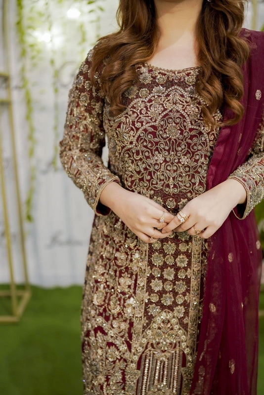 Burgundy Bloom Formal Ensemble - Fashion Ghar