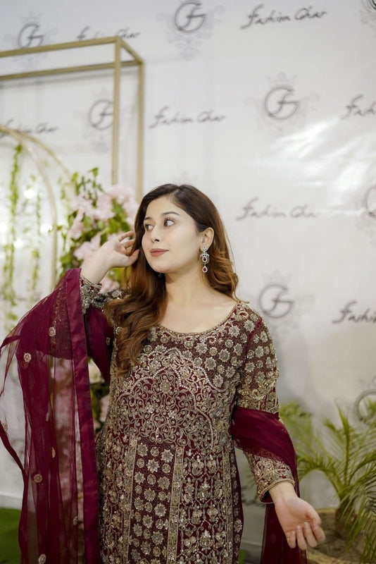Burgundy Bloom Formal Ensemble - Fashion Ghar