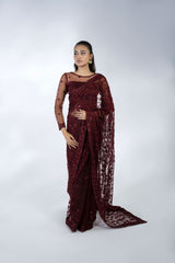 Embroidered Net Saree - FG-022