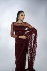 Embroidered Net Saree - FG-022