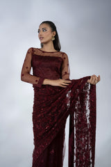 Embroidered Net Saree - FG-022