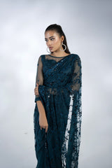 Embroidered Net Saree - FG-023