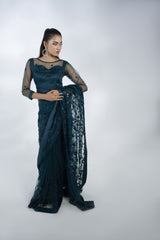 Embroidered Net Saree - FG-023