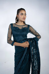 Embroidered Net Saree - FG-023