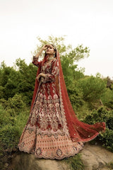 Deep Red Baraat Lehenga - Fashion Ghar