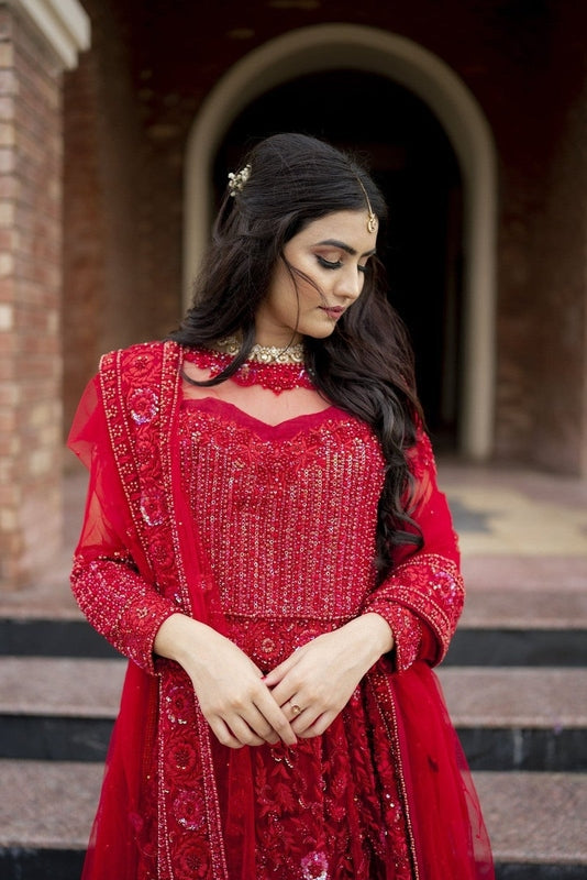 Scarlet Enchantment Bridal Ensemble - Fashion Ghar