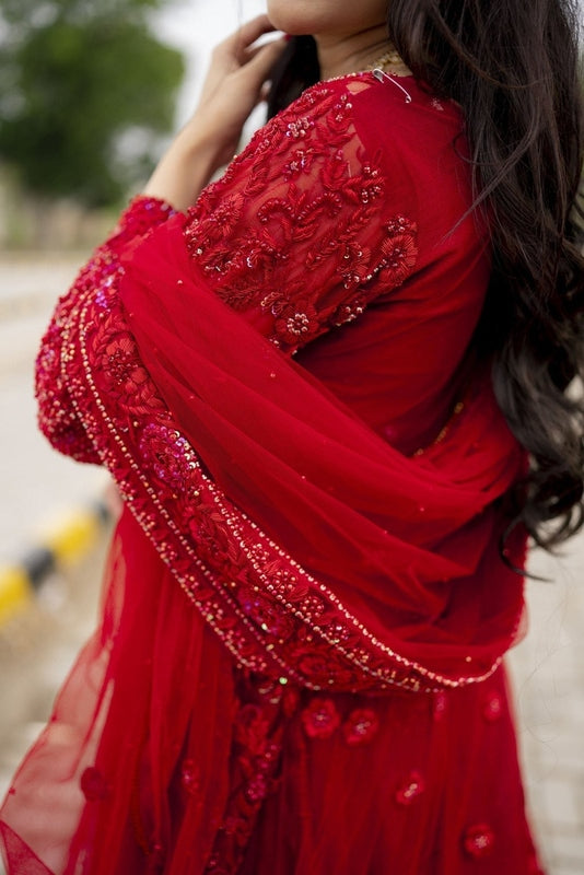 Scarlet Enchantment Bridal Ensemble - Fashion Ghar