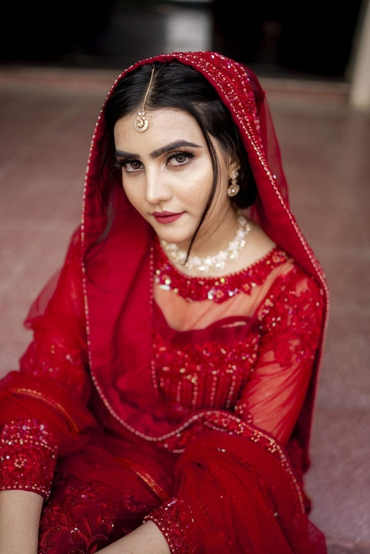 Scarlet Enchantment Bridal Ensemble - Fashion Ghar