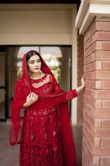 Scarlet Enchantment Bridal Ensemble - Fashion Ghar