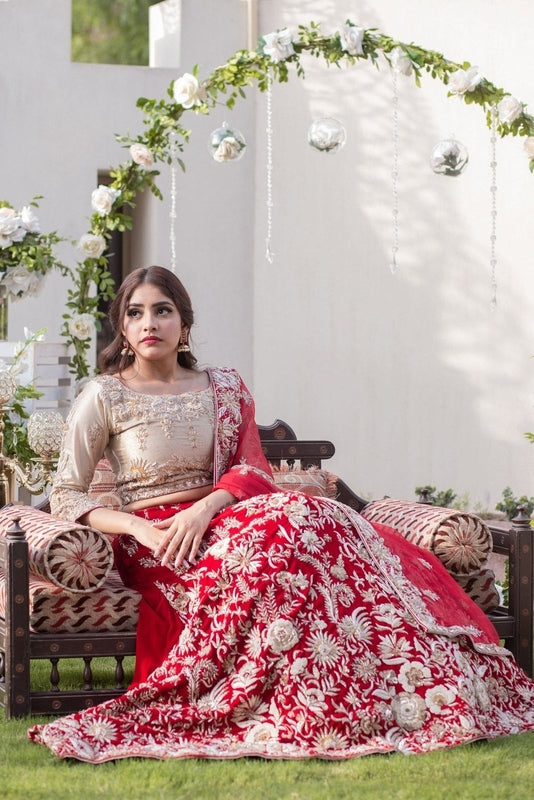 Crimson Bridal Lehenga - Fashion Ghar