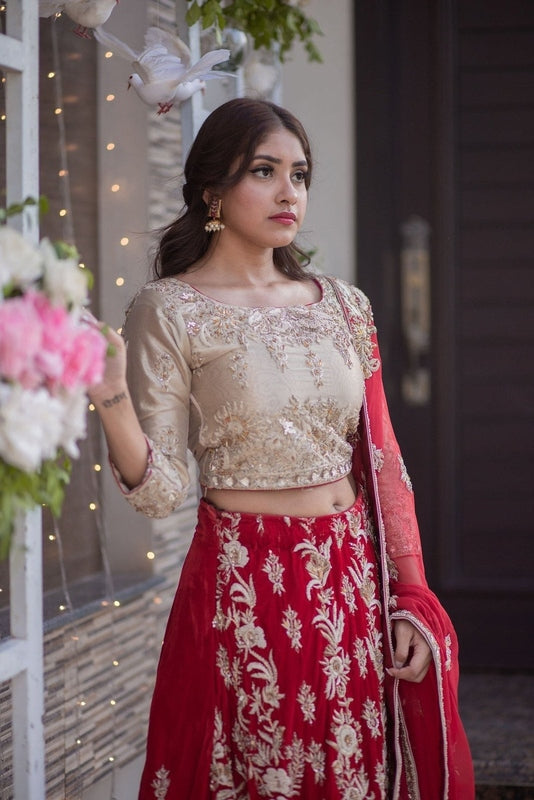 Crimson Bridal Lehenga - Fashion Ghar
