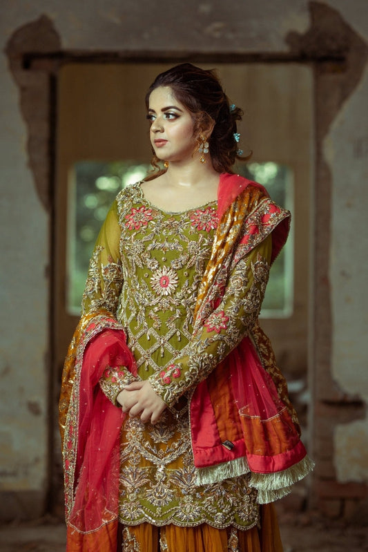 Verdant Mehndi Ensemble - Fashion Ghar