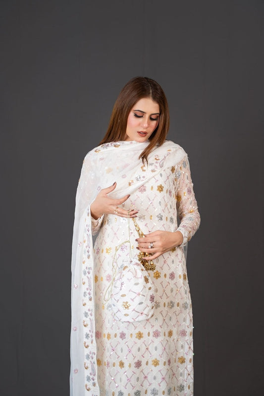 FG-011 3PCS STITCHED | UNSTITCHED - Fashion Ghar
